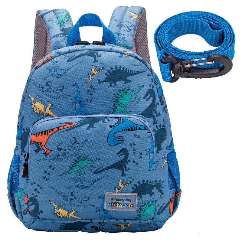willikiva 3D Dinosaur Backpack Toddler Backpacks for Boys and Girls Kids Backpack Waterproof Preschool Safety Harness Leash (Light Blue) - Image 1